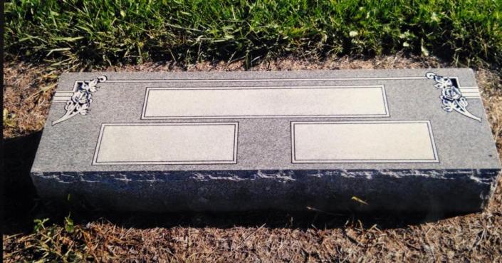 Many cemeteries allow a double headstone to cover two graves. These are referred to as "double" or "companion" markers. This flat companion monument is now available at Millcreek Monuments. 